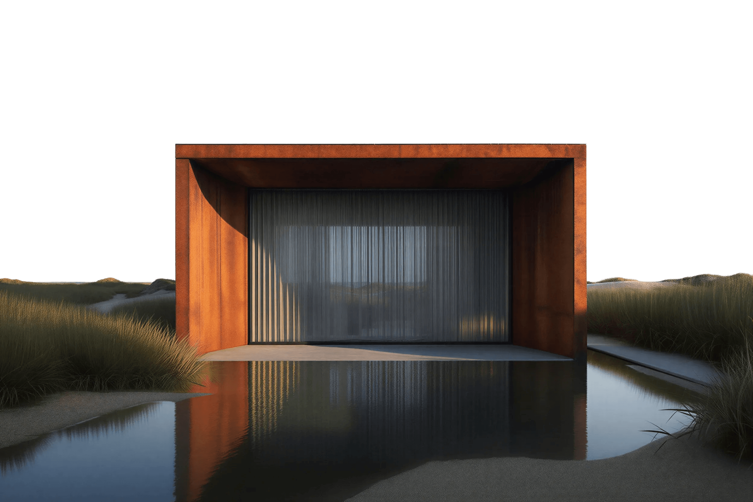 Modern architectural structure with reflection